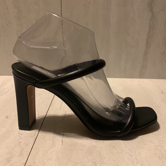 Steven Women's Black Leather Open Toe Cut Out Ankle Strap Heeled Sandals Size 8 - Picture 7 of 12